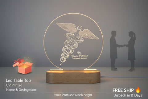 Personalized LED Table Top Light | Custom Name & Designation Gift