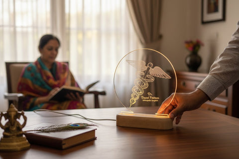 Personalized LED Table Top Light | Custom Name & Designation Gift