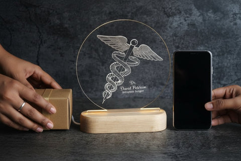 Personalized LED Table Top Light | Custom Name & Designation Gift