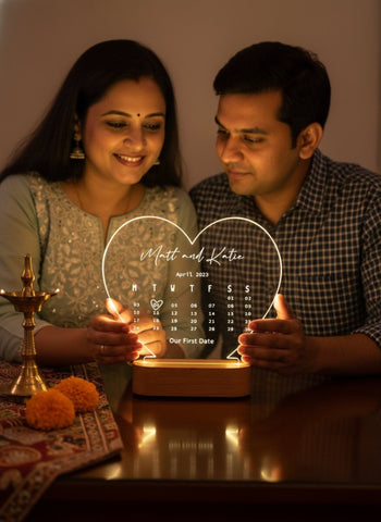 Personalized LED Heart Lamp with Custom Date & Names | Unique Gift