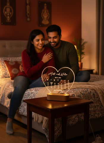 Personalized LED Heart Lamp with Custom Date & Names | Unique Gift