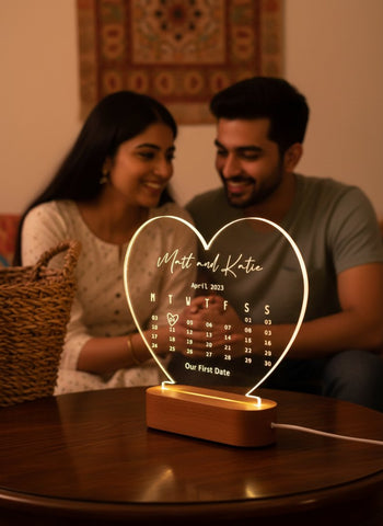 Personalized LED Heart Lamp with Custom Date & Names | Unique Gift