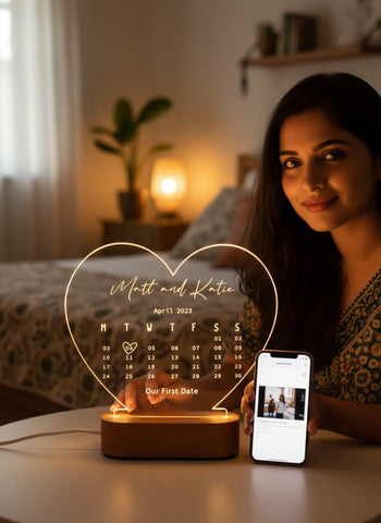Personalized LED Heart Lamp with Custom Date & Names | Unique Gift