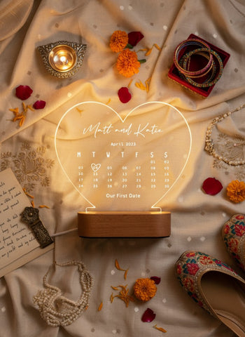 Personalized LED Heart Lamp with Custom Date & Names | Unique Gift