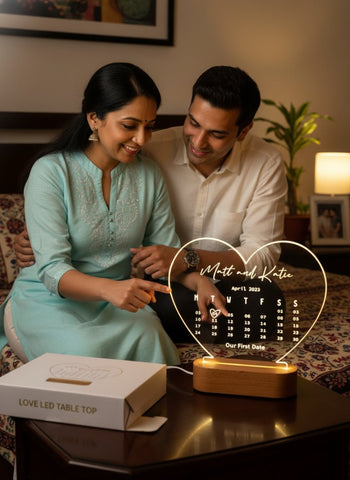 Personalized LED Heart Lamp with Custom Date & Names | Unique Gift