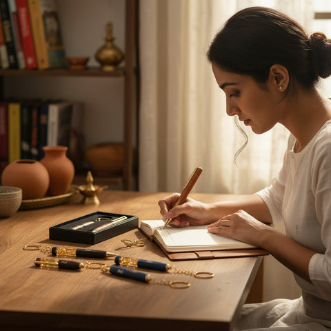 Personalized Gold Flake Pen & Keychain Set - Custom Gift Box
