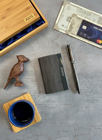 Personalized Axis Card Holder & Pen Set - Engraved Executive Gift
