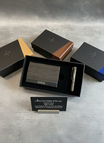 Personalized Axis Card Holder & Pen Set - Engraved Executive Gift