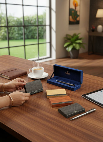 Personalized Axis Card Holder & Pen Set - Engraved Executive Gift