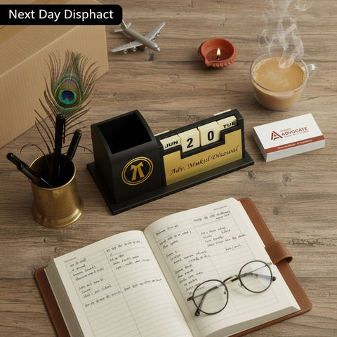 Personalized Lawyer Desk Organizer with Infinity Calendar & Nameplate