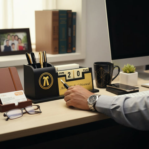 Personalized Lawyer Desk Organizer with Infinity Calendar & Nameplate