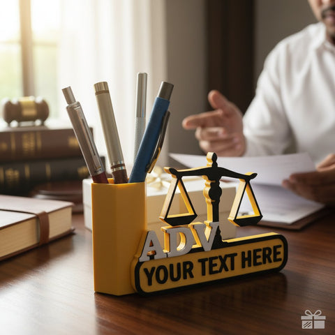 Personalized Advocate Pen Stand | Custom Lawyer Desk Organizer Gift