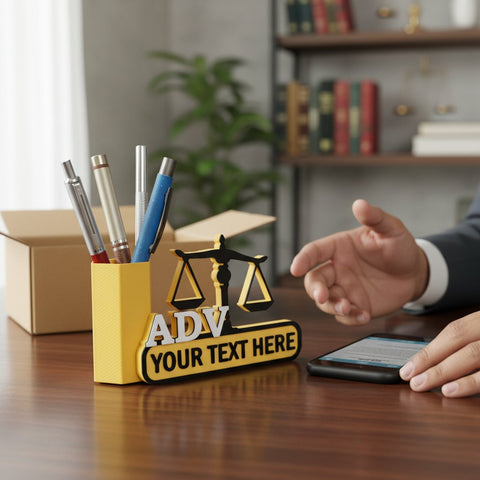 Personalized Advocate Pen Stand | Custom Lawyer Desk Organizer Gift