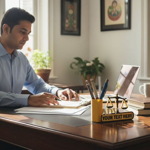 Personalized Advocate Pen Stand | Custom Lawyer Desk Organizer Gift