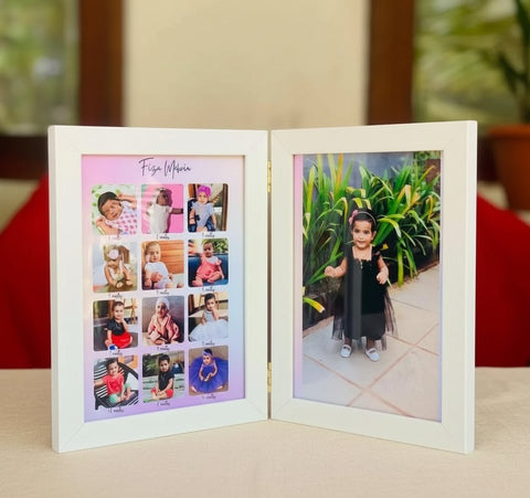 Personalized Baby Milestone Folding Photo Frame - Custom Gift