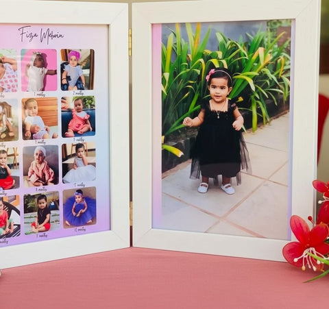 Personalized Baby Milestone Folding Photo Frame - Custom Gift
