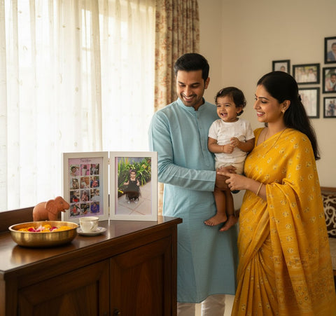 Personalized Baby Milestone Folding Photo Frame - Custom Gift