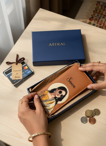 Personalized Astral Long Card Holder Wallet - Custom Name & Design