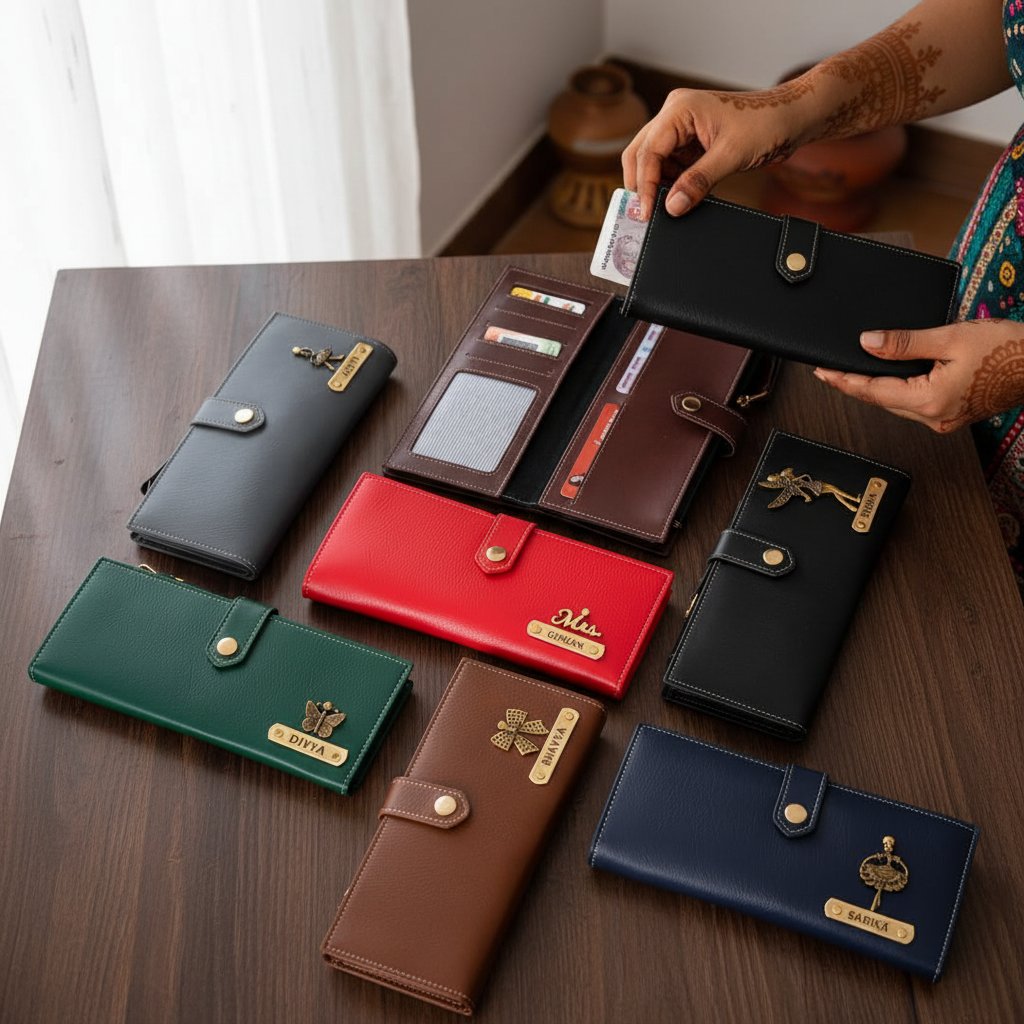Personalized Nexon Vegan Leather Ladies Wallet | Custom Name & Charm