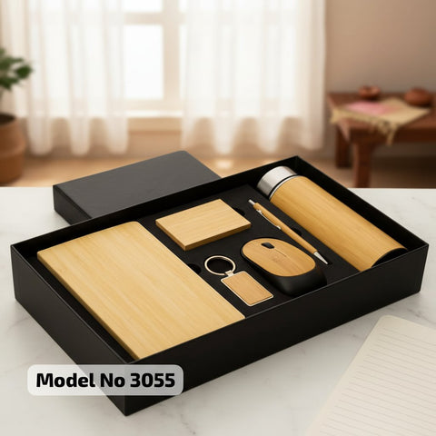 Eco-Friendly Bamboo Gift Set: Diary, Pen, Mouse, Bottle & More