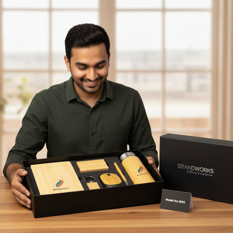 Eco-Friendly Bamboo Gift Set: Diary, Pen, Mouse, Bottle & More