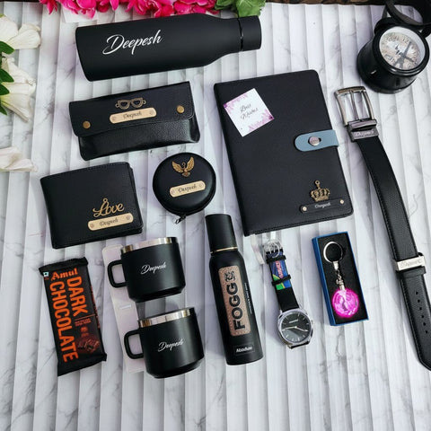 All Black Combo 5.0: Personalized 13-in-1 Luxury Gift Hamper