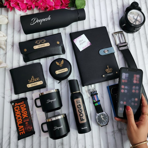 All Black Combo 5.0: Personalized 13-in-1 Luxury Gift Hamper