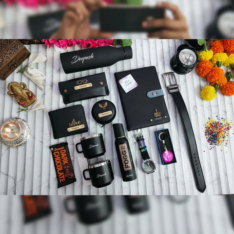 All Black Combo 5.0: Personalized 13-in-1 Luxury Gift Hamper