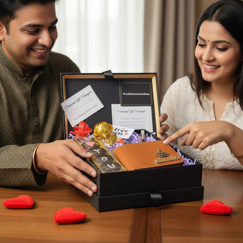 Personalized Gift Hamper for Men: Wallet, Pen, Rose & Chocolates