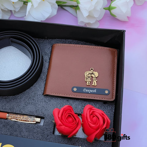 Personalized Men's Gift Set: Wallet, Belt, Pen & Deo Combo