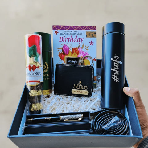 Personalized Men's Gift Hamper | Wallet, Pen, Bottle & More