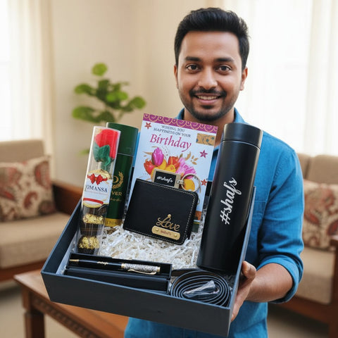 Personalized Men's Gift Hamper | Wallet, Pen, Bottle & More