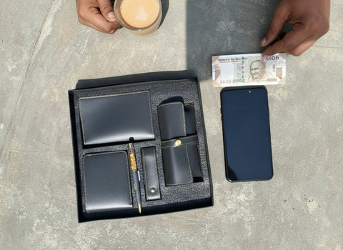 Customizable 5-in-1 Leather Combo Set - Wallet, Passport & More