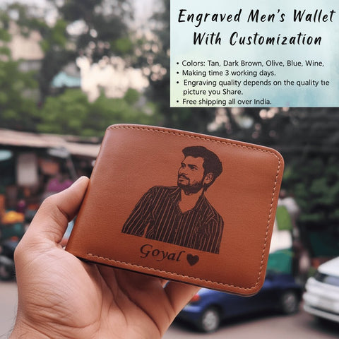 Custom Photo Engraved Men's Wallet: Personalize with Name