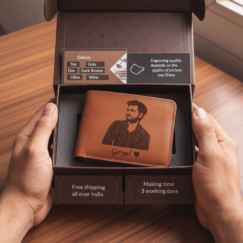 Custom Photo Engraved Men's Wallet: Personalize with Name