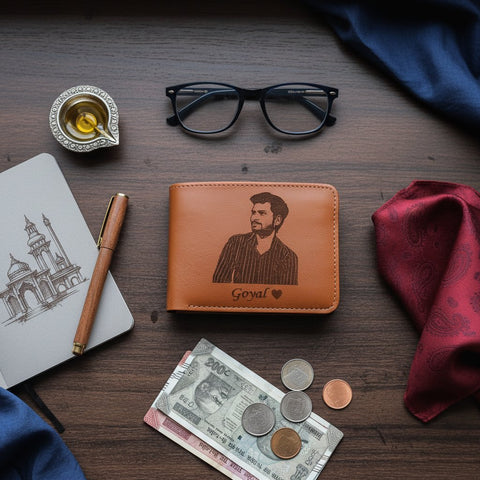 Custom Photo Engraved Men's Wallet: Personalize with Name