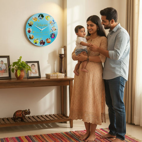 Custom Baby Photo Milestone Acrylic Wall Clock - First Birthday Gift