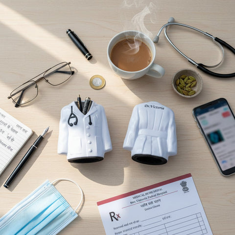 Personalized Doctor Lab Coat Pen Stand | Custom Medical Gift