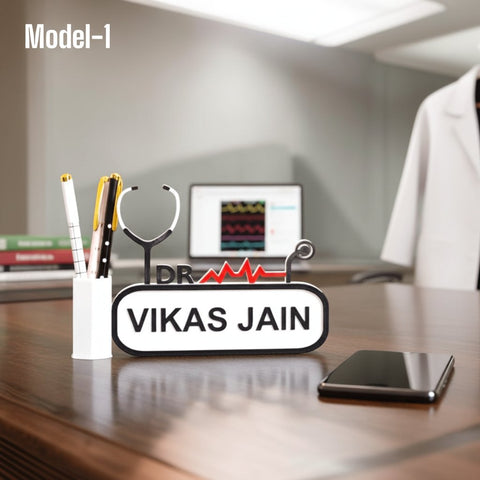 Personalized Doctor Pen Stand | Custom Name Desk Organizer Gift