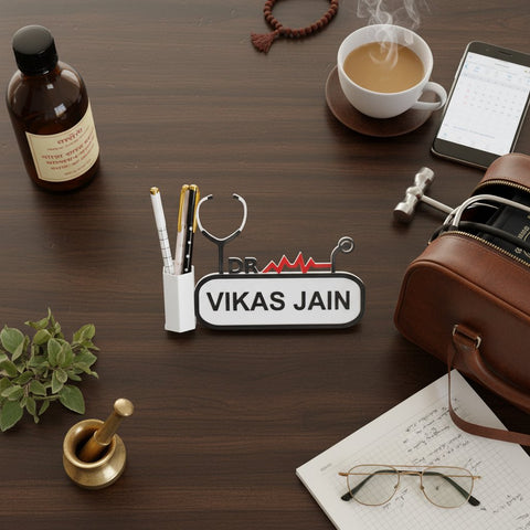 Personalized Doctor Pen Stand | Custom Name Desk Organizer Gift