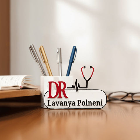 Personalized Doctor Pen Stand | Custom Name Desk Organizer Gift