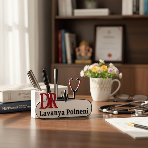 Personalized Doctor Pen Stand | Custom Name Desk Organizer Gift