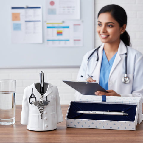 Personalized Doctor's Gift Hamper | Engraved Pen, Keychain & Holder