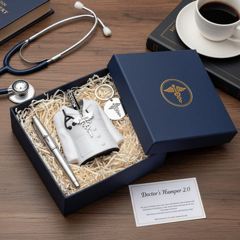 Personalized Doctor's Gift Hamper | Engraved Pen, Keychain & Holder