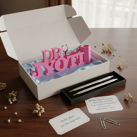 Personalized Doctor Name Pen Stand - 3D Printed Desk Organizer