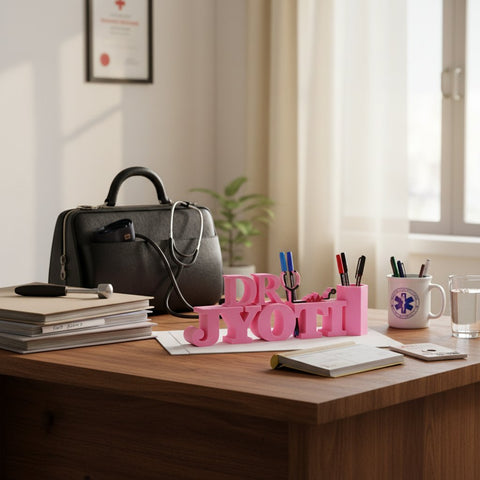Personalized Doctor Name Pen Stand - 3D Printed Desk Organizer