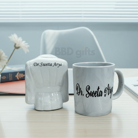 Personalized Doctor Mug & Pen Stand Gift Set - Custom Name