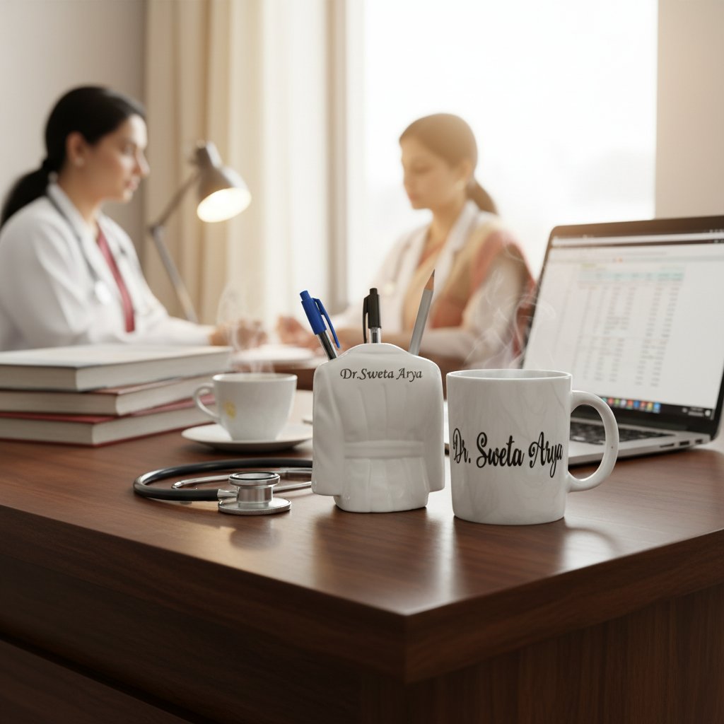 Personalized Doctor Mug & Pen Stand Gift Set - Custom Name