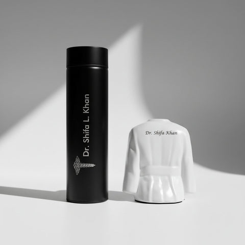 Custom Doctor Pen Stand & Smart Temperature Bottle Gift Set