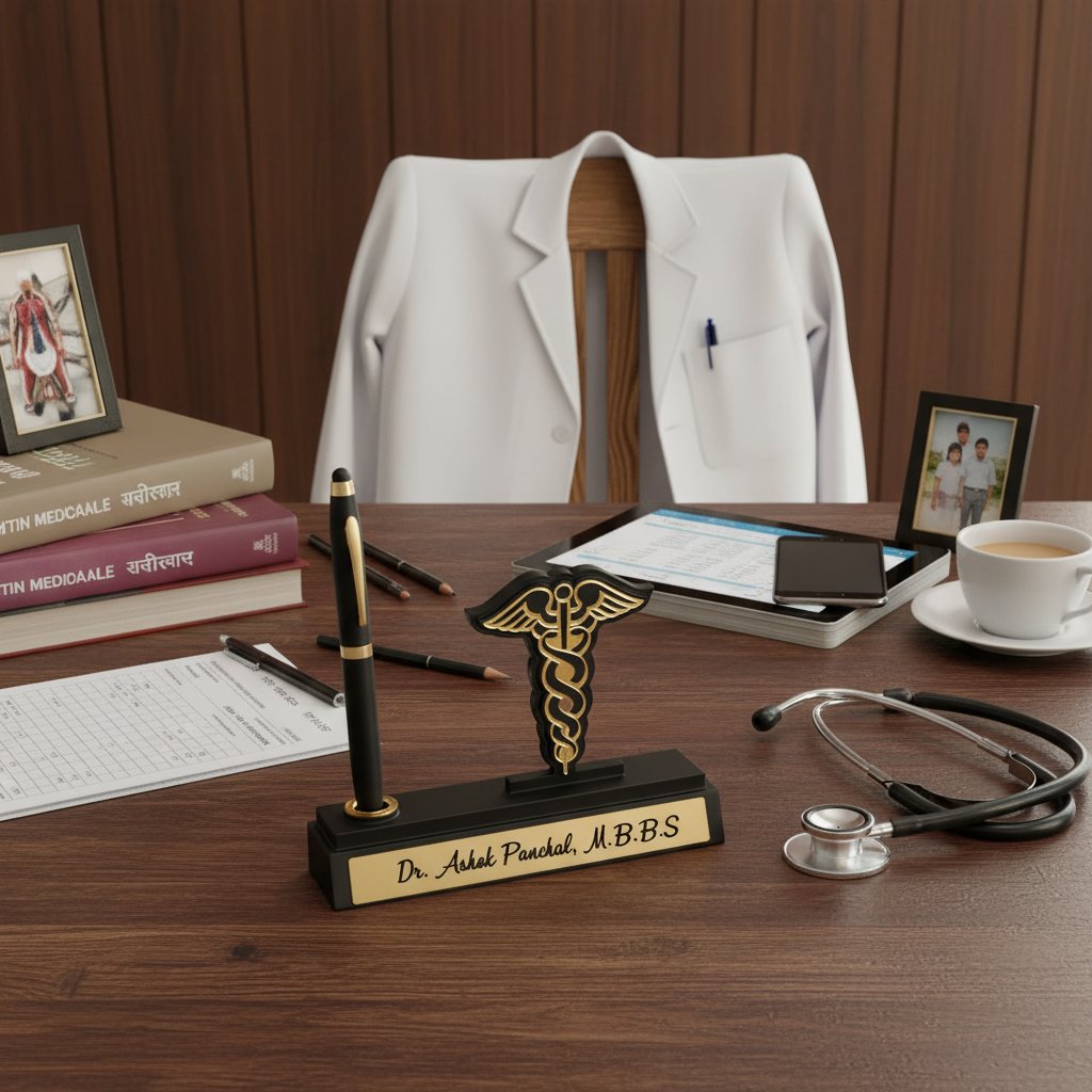 Personalized Doctor Pen Stand & Desk Nameplate - Custom Doctor Gift